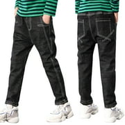 SXcggal Boys Regular Straight Fit Jeans Casual Denim Pants Stretch Denim Pants Leisure Fashionable Comfortable Boys Trousers
